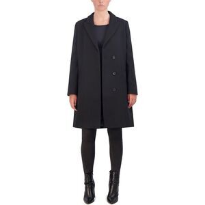 Cole Haan Womens  Asymmetrical Peak Lapel Wool-Blend Coat